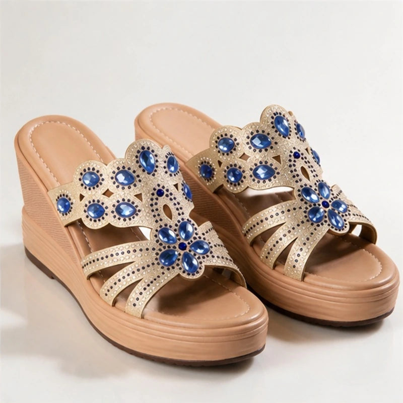 Janelle Rhinestone Wedge Sandals - Sapphire - women's sandals - Brondals - Image 2