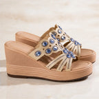 Janelle Rhinestone Wedge Sandals - Sapphire - rhinestone sandals - Brondals - Image 4