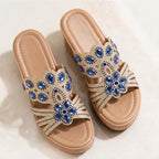 Janelle Rhinestone Wedge Sandals - Sapphire - Heels - Brondals - Image 1