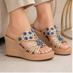 Janelle Rhinestone Wedge Sandals - Sapphire - platform sandals - Brondals - Image 5