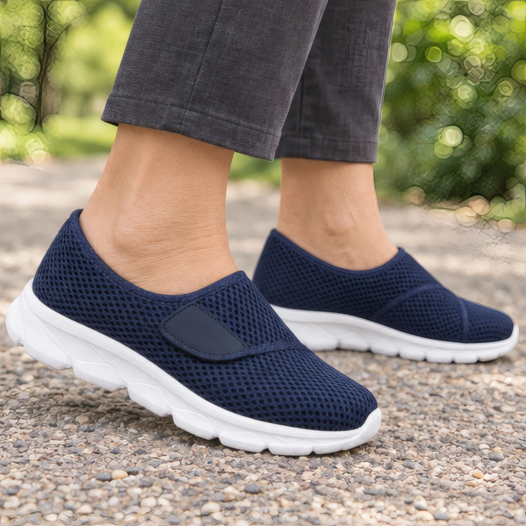 Jemima Womens' Orthopedic Breathable Mesh Slip-On Shoes - Navy Blue - Shoes - Brondals - Image 2