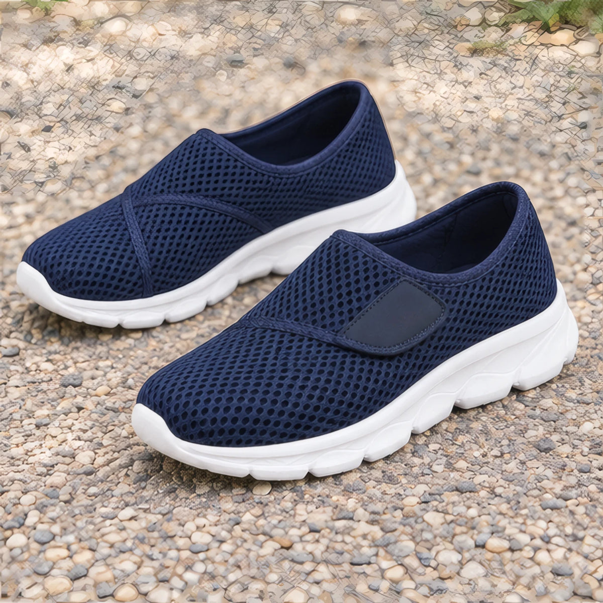 Jemima Womens' Orthopedic Breathable Mesh Slip-On Shoes - Navy Blue - female - Brondals - Image 4