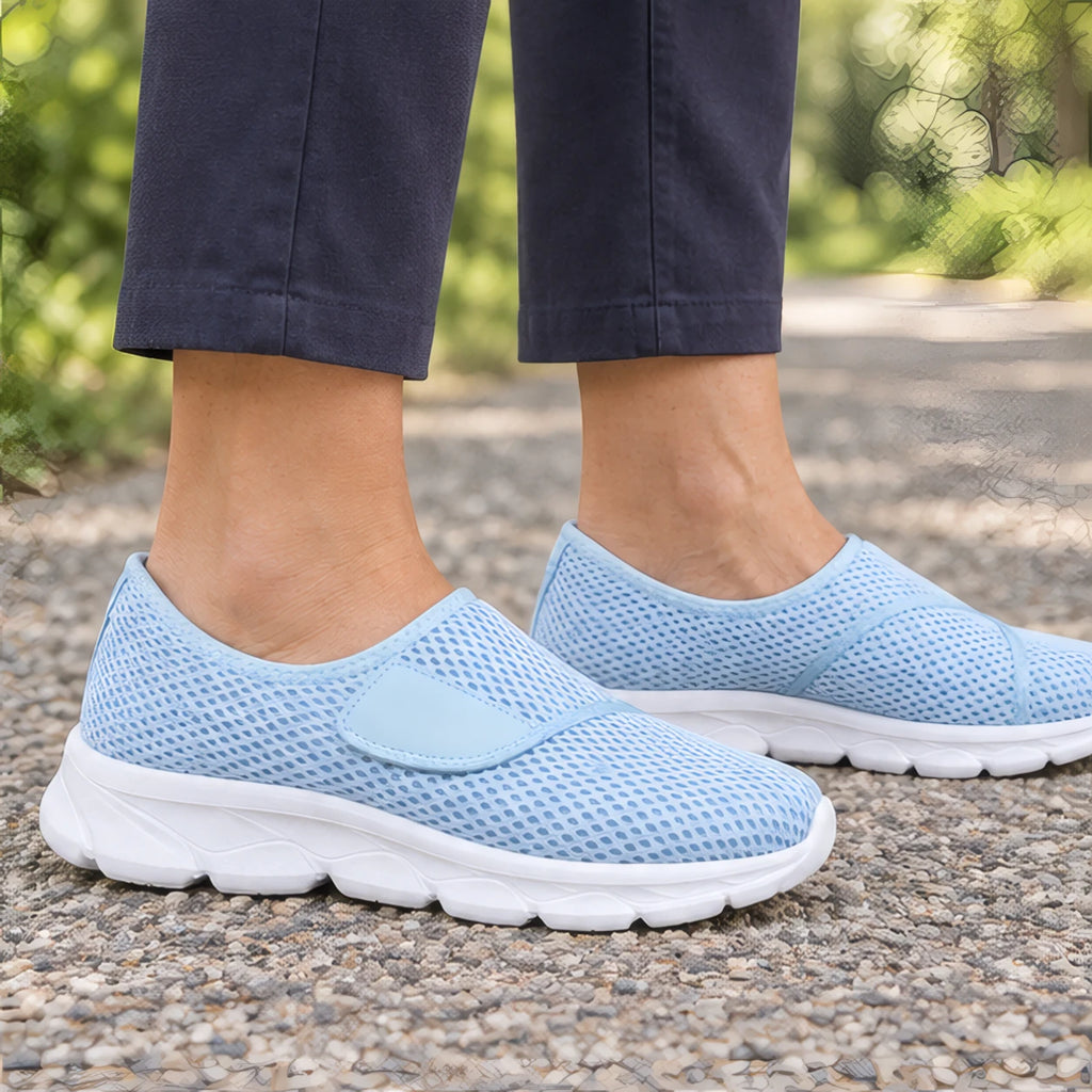 Jemima Womens' Orthopedic Breathable Mesh Slip-On Shoes - Light Blue - Shoes - Brondals - Image 2