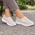 Jemima Womens' Orthopedic Breathable Mesh Slip-On Shoes - Beige - Footwear > Walking Shoes > Adjustable Slip-On Shoes - Brondals - Image 3