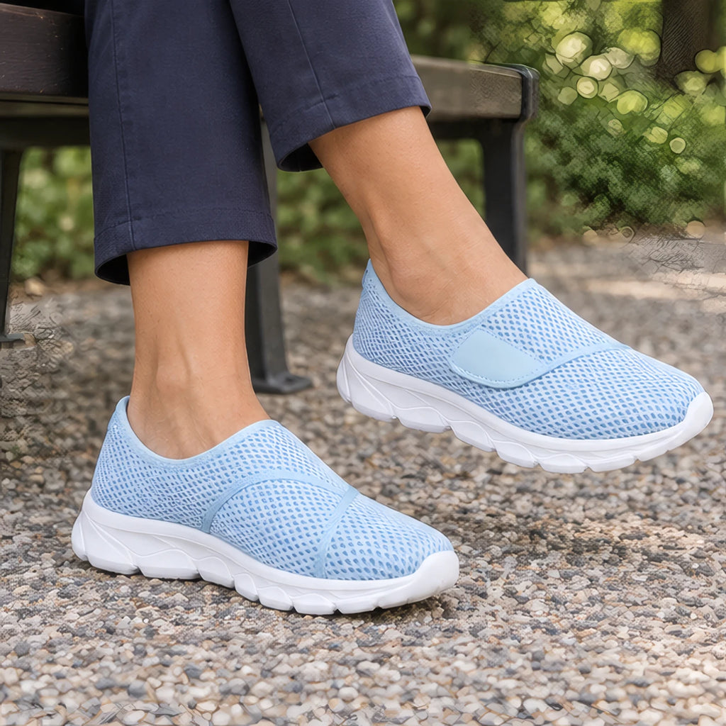 Jemima Womens' Orthopedic Breathable Mesh Slip-On Shoes - Light Blue - Footwear > Walking Shoes > Adjustable Slip-On Shoes - Brondals - Image 3
