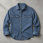 Jensen Striped Vintage Denim Shirt - Light Denim Blue - Shirt - Brondals - Image 1