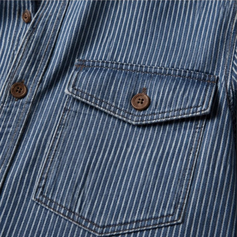 Jensen Striped Vintage Denim Shirt - Light Denim Blue - men's shirt - Brondals - Image 2