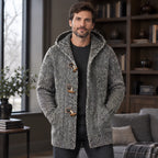 Jethro Men's Thick Wool-Knit Hooded Cardigan - Grey - Men's Clothing > Sweaters & Cardigans > Hooded Cardigans - Brondals - Image 1
