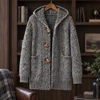 Jethro Men's Thick Wool-Knit Hooded Cardigan - Grey - male - Brondals - Image 3