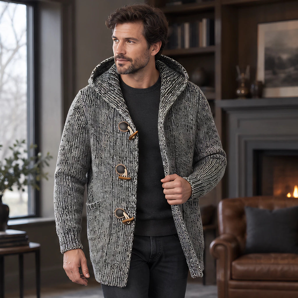Jethro Men's Thick Wool-Knit Hooded Cardigan - Grey - Men's Clothing > Sweaters & Cardigans > Hooded Cardigans - Brondals - Image 2