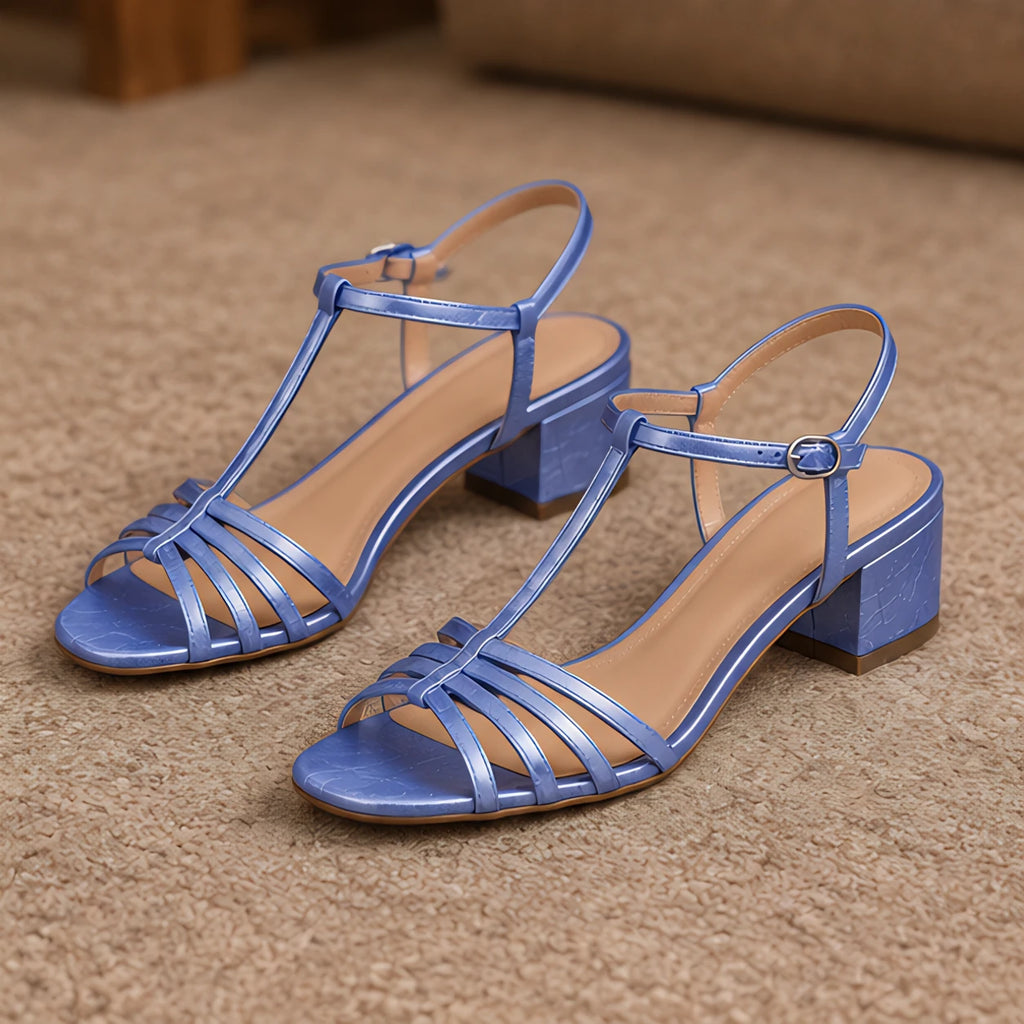 Jocelyn Women's T-Strap Low-Heel Sandals - Blue - Footwear Style: Sandals - Brondals - Image 4