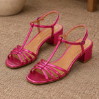 Jocelyn Women's T-Strap Low-Heel Sandals - Pink - Footwear Style: Sandals - Brondals - Image 4