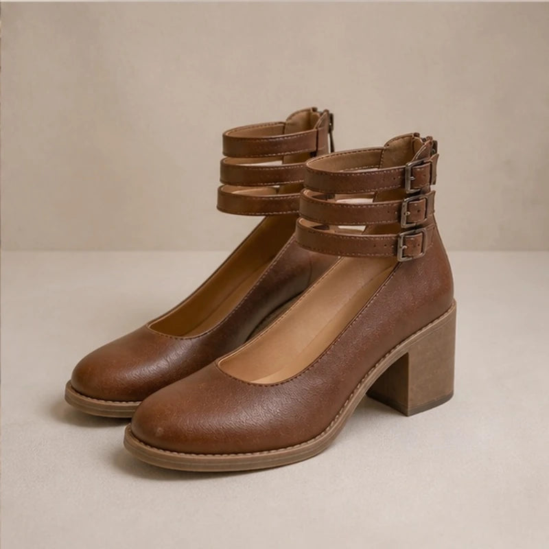 Josephine Stacked-Heel Pumps - Brown - women's heels - Brondals - Image 2