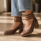 Josephine Stacked-Heel Pumps - Brown - court heels - Brondals - Image 4