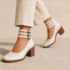 Josephine Stacked-Heel Pumps - White - stacked heel pumps - Brondals - Image 3