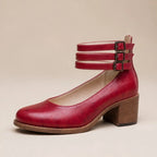 Josephine Stacked-Heel Pumps - Red - Heels - Brondals - Image 1