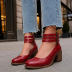 Josephine Stacked-Heel Pumps - Red - stacked heel pumps - Brondals - Image 3