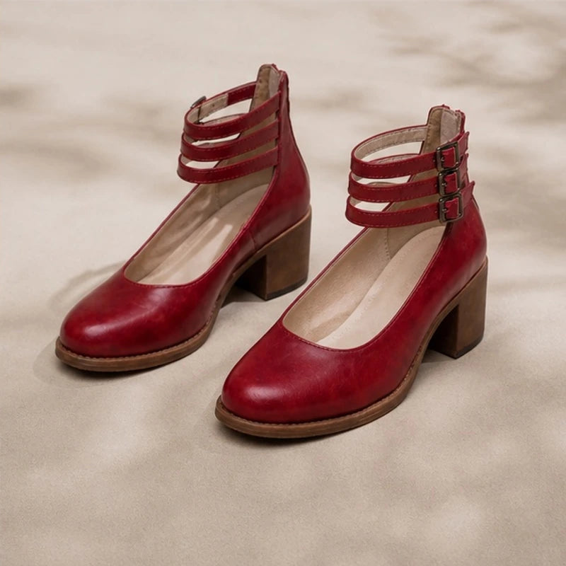 Josephine Stacked-Heel Pumps - Red - women's heels - Brondals - Image 2