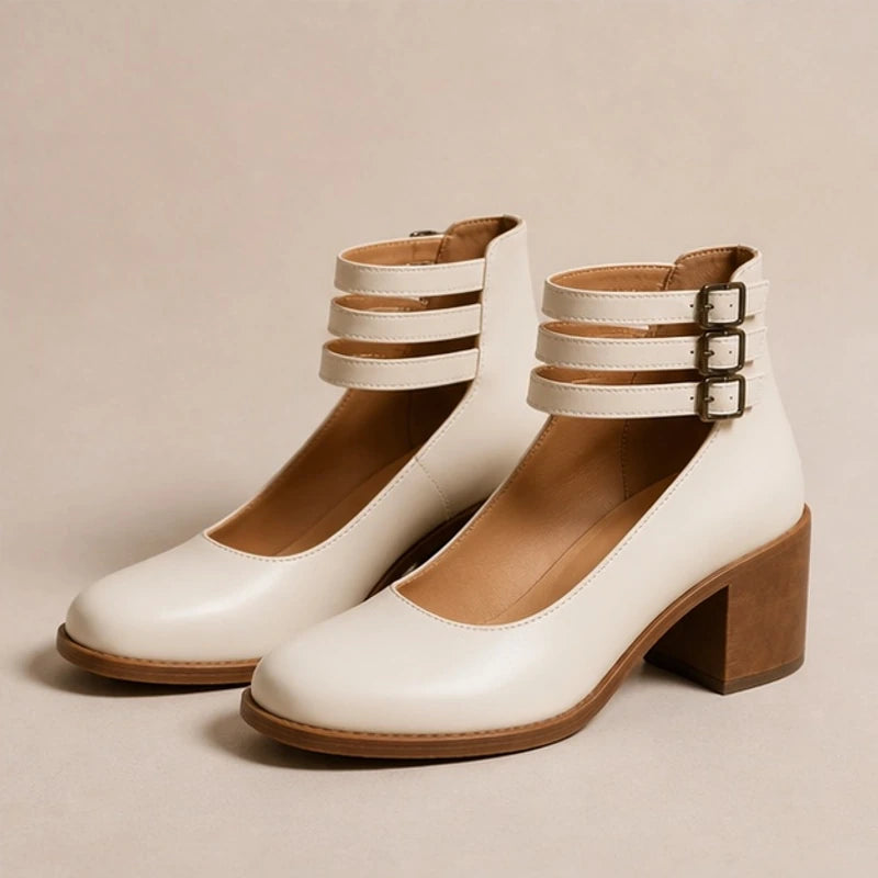 Josephine Stacked-Heel Pumps - White - women's heels - Brondals - Image 2