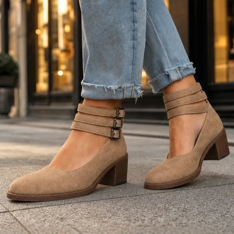 Josephine Stacked-Heel Pumps - Beige - stacked heel pumps - Brondals - Image 3