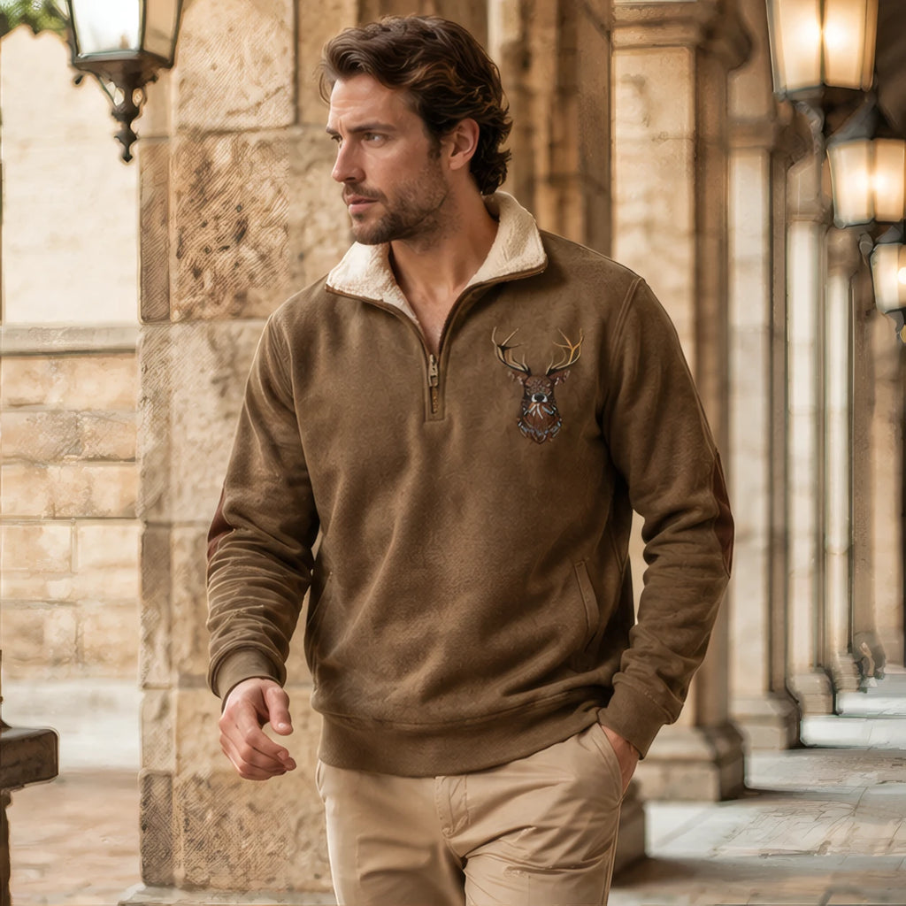 Jules Men's Knit Quarter-Zip Sweater - Brown - Men's Clothing > Sweaters & Cardigans > Quarter-Zip Sweaters - Brondals - Image 1