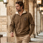 Jules Men's Knit Quarter-Zip Sweater - Brown - Men's Clothing > Sweaters & Cardigans > Quarter-Zip Sweaters - Brondals - Image 1