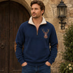 Jules Men's Knit Quarter-Zip Sweater - Blue - Men's Clothing > Sweaters & Cardigans > Quarter-Zip Sweaters - Brondals - Image 1