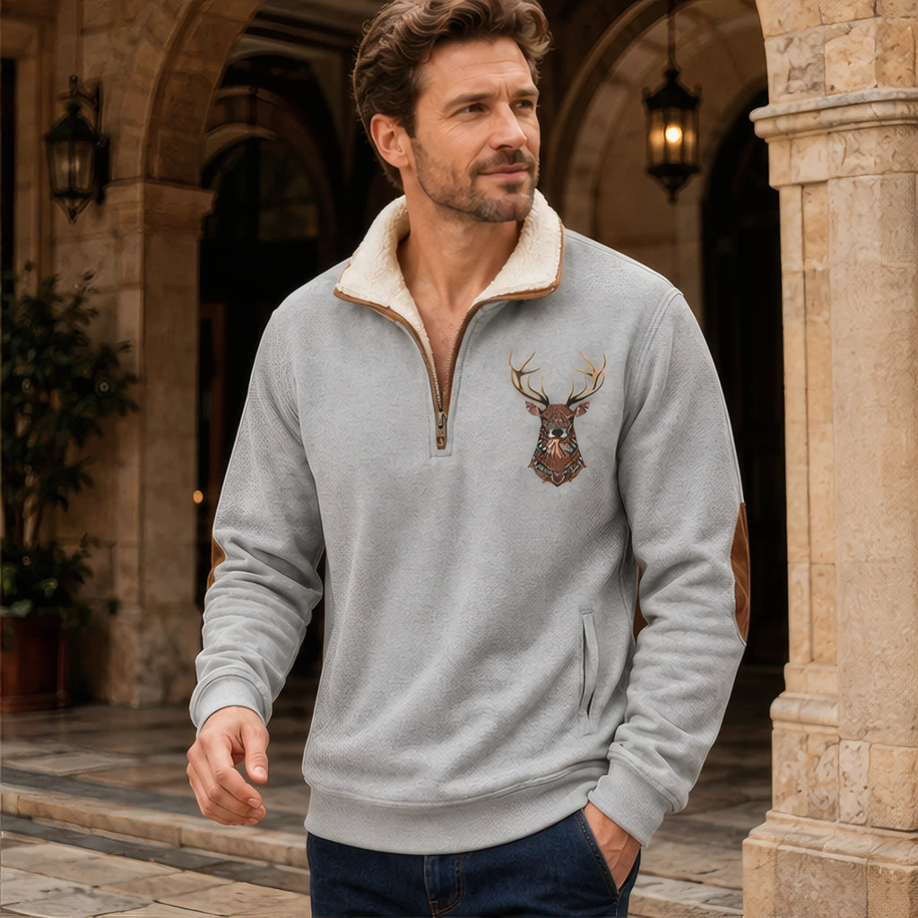 Jules Men's Knit Quarter-Zip Sweater - Gray - Men's Clothing > Sweaters & Cardigans > Quarter-Zip Sweaters - Brondals - Image 1
