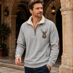 Jules Men's Knit Quarter-Zip Sweater - Gray - Men's Clothing > Sweaters & Cardigans > Quarter-Zip Sweaters - Brondals - Image 1