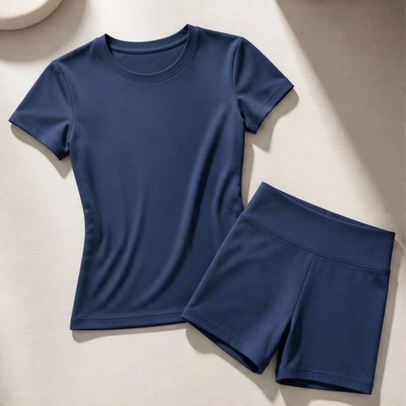 Kalina Luxe Gym Set - Steel blue - Women's Clothing > Activewear > Top & Shorts Sets - Brondals - Image 1