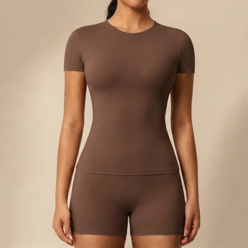 Kalina Luxe Gym Set - Chocolate brown - Women's Clothing > Activewear > Top & Shorts Sets - Brondals - Image 2