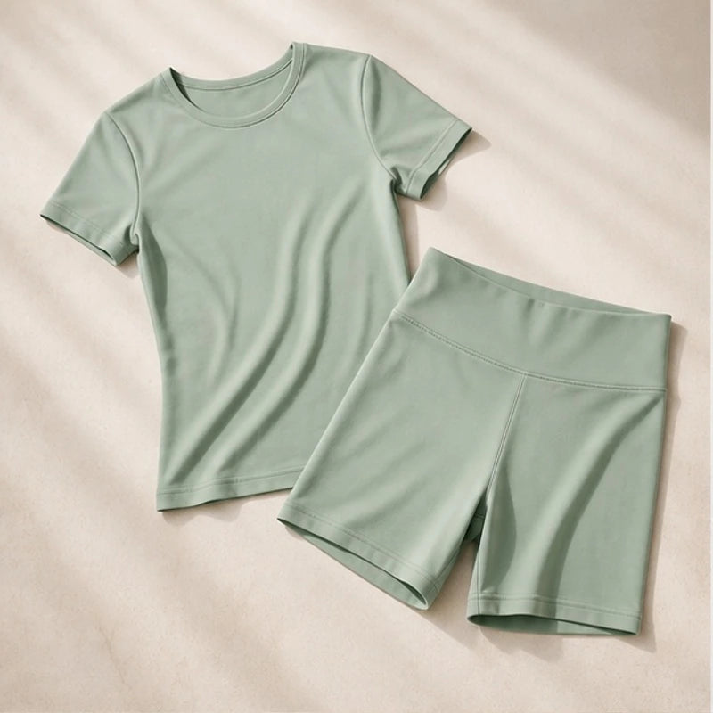 Kalina Luxe Gym Set - Sage green - Women's Clothing > Activewear > Top & Shorts Sets - Brondals - Image 2