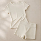 Kalina Luxe Gym Set - Cream / off-white - Women's Clothing > Activewear > Top & Shorts Sets - Brondals - Image 1