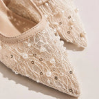 Katarina Pearl Lace Slingback Heels - heels - Brondals - Image 2