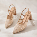 Katarina Pearl Lace Slingback Heels - slingback heels - Brondals - Image 3