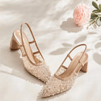 Katarina Pearl Lace Slingback Heels - Heels - Brondals - Image 1