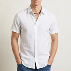 Keaton Striped Short Sleeve Shirt - White - men's shirt - Brondals - Image 2