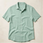 Keaton Striped Short Sleeve Shirt - Sage Green - Shirt - Brondals - Image 1