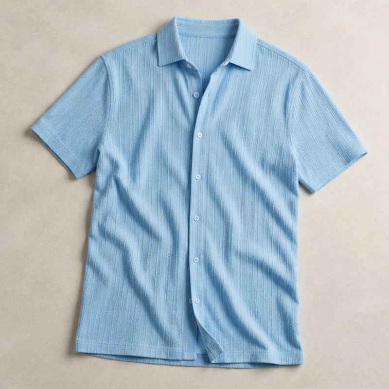 Keaton Striped Short Sleeve Shirt - Sky Blue - Shirt - Brondals - Image 1
