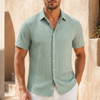 Keaton Striped Short Sleeve Shirt - Sage Green - men's shirt - Brondals - Image 2