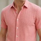 Keaton Striped Short Sleeve Shirt - Blush Pink - striped shirt - Brondals - Image 3