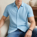 Keaton Striped Short Sleeve Shirt - Sky Blue - striped shirt - Brondals - Image 3