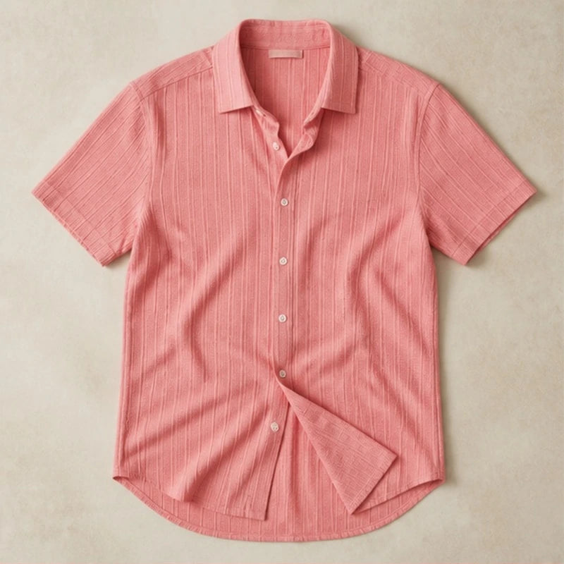 Keaton Striped Short Sleeve Shirt - Blush Pink - Shirt - Brondals - Image 1
