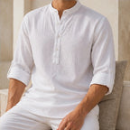 Kendrick Waffle Henley Shirt - White - men's shirt - Brondals - Image 2