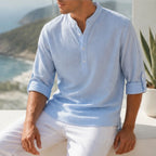 Kendrick Waffle Henley Shirt - Powder Blue - Shirt - Brondals - Image 1