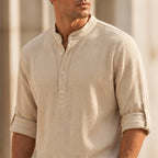 Kendrick Waffle Henley Shirt - Beige - Shirt - Brondals - Image 1