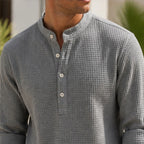 Kendrick Waffle Henley Shirt - Heather Gray - men's shirt - Brondals - Image 2