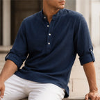 Kendrick Waffle Henley Shirt - Navy - men's shirt - Brondals - Image 2