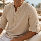 Kendrick Waffle Henley Shirt - Beige - men's shirt - Brondals - Image 2