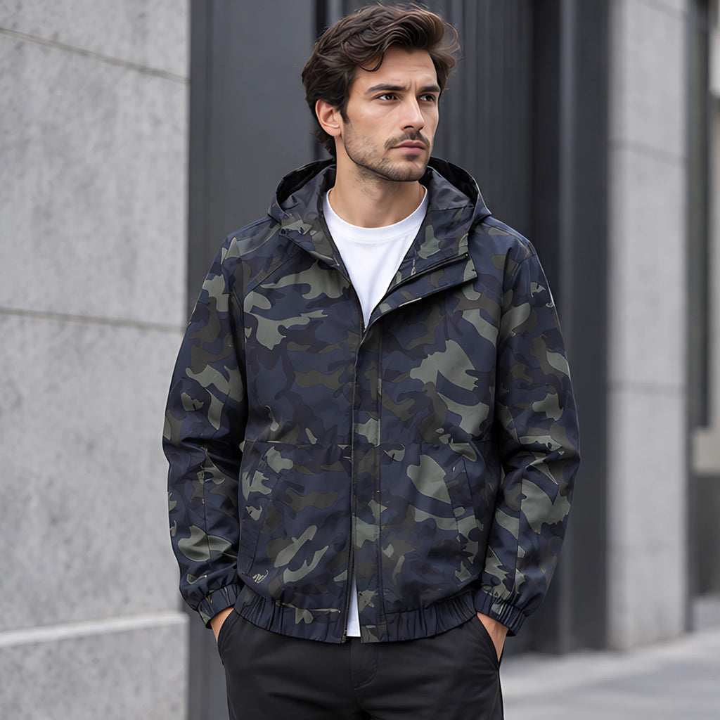 Kershaw Men's Camouflage Hooded Windbreaker Jacket - Navy - Apparel > Outerwear > Hooded Windbreaker Jackets - Brondals - Image 1